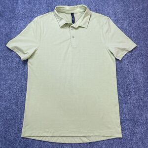 Lululemon Polo Shirt Mens Medium Green Striped Golf Activewear